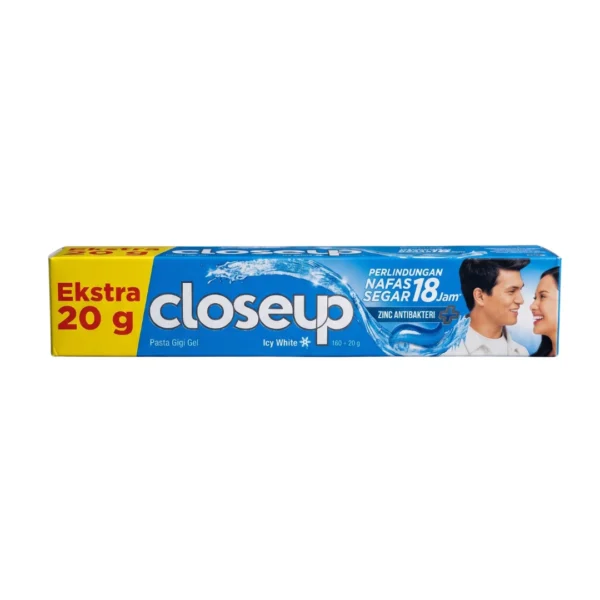 Closeup Icy White Gel Toothpaste 180g (160g + 20g Extra) – Imported Antibacterial Zinc Gel
