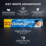 Closeup Icy White Gel Toothpaste 180g (160g + 20g Extra) – Imported Antibacterial Zinc Gel - Image 3