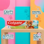 Colgate Kids Anticavity Toothpaste 2-5 Years 50ml (65g) – Imported Bubble Fruit Flavor Gentle Enamel Care - Image 3