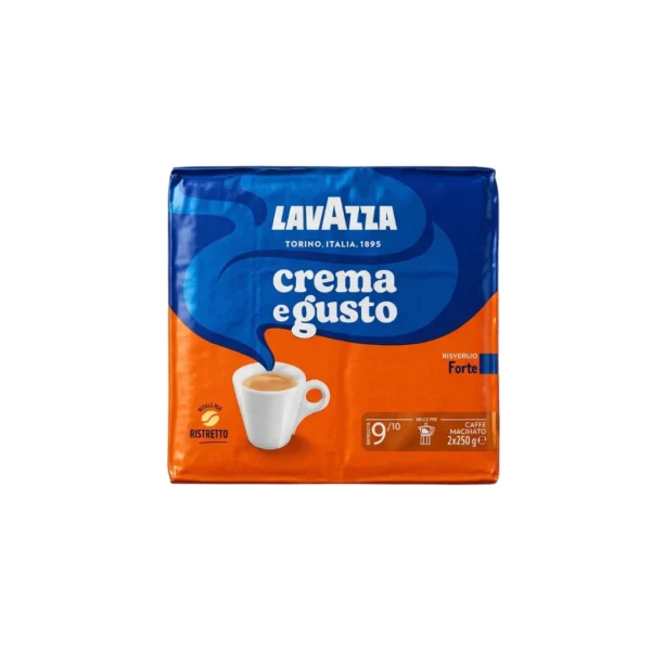 Lavazza Crema e Gusto Forte Ground Coffee Duo Pack (2 x 250g) – Imported Italian Dark Roast Espresso (Intensity 9/10)