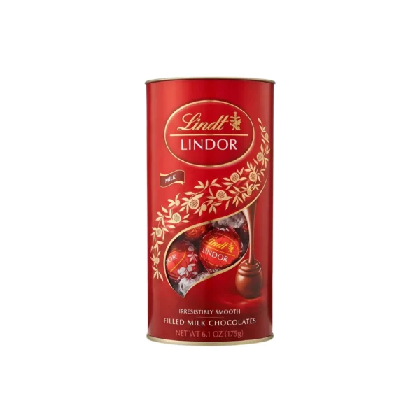 Lindt LINDOR Milk Chocolate Truffles Canister 175g (6.1 oz) – Premium Imported Swiss Smooth Melting Chocolates Gift Tube